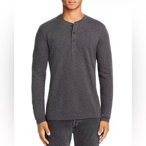 Billy Reid Donegal Terry Henley Gray Flecked Dot Size XL Cotton Blend Thermal